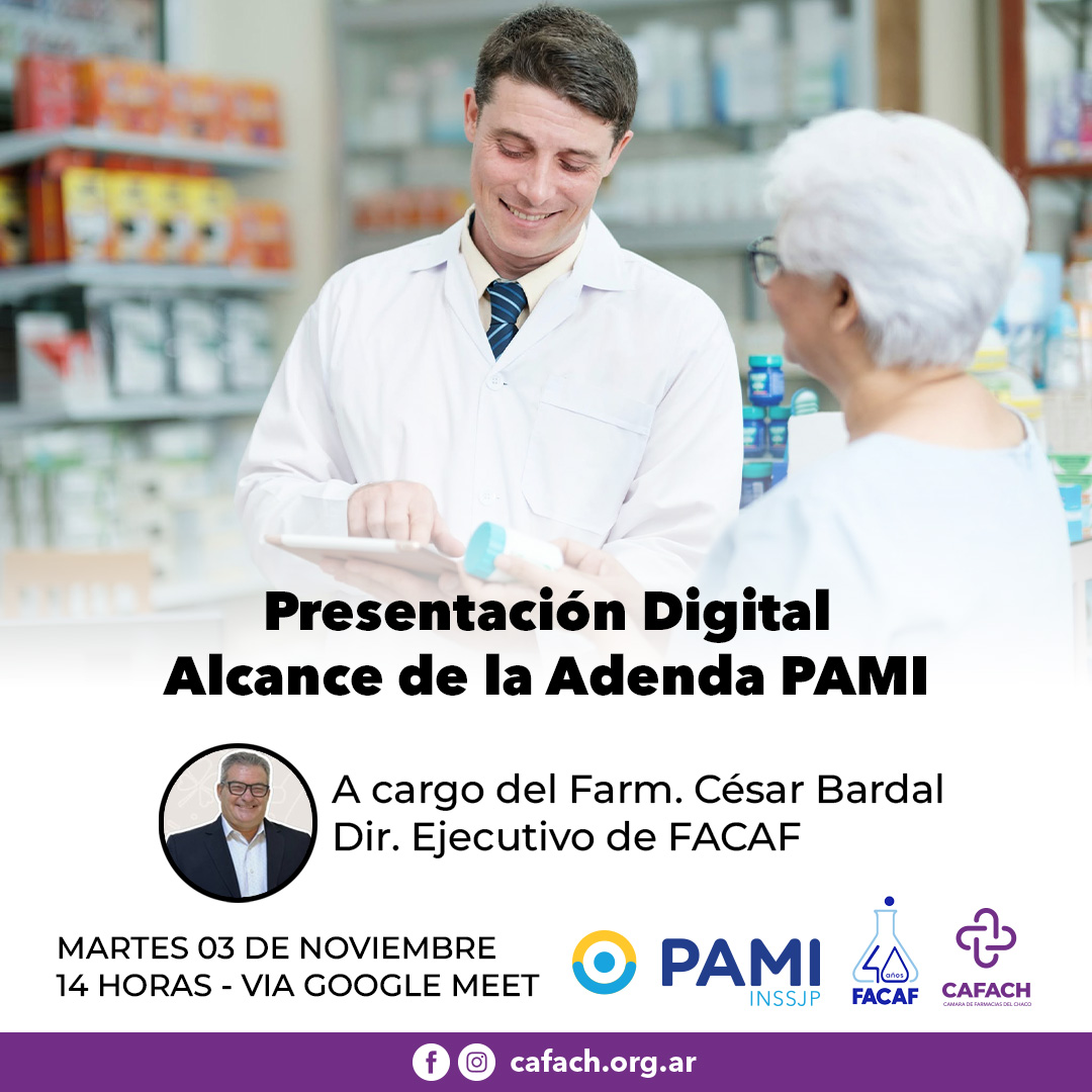 Presentación Digital. Alcance de la Adenda PAMI. Martes 3 de noviembre, 14 horas, vía Google Meet.